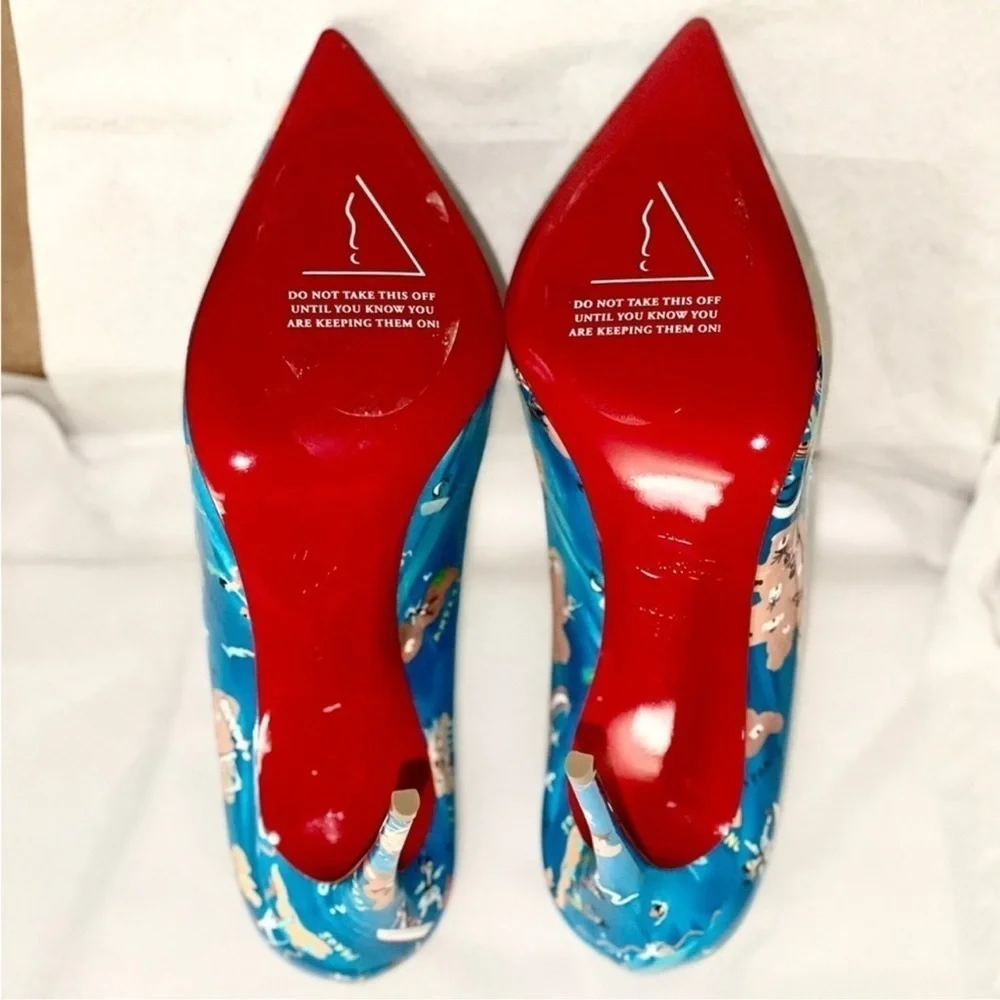 Christian Louboutin Hot Chick pumps 100mm patent blue Greek Odyssey EU36.5